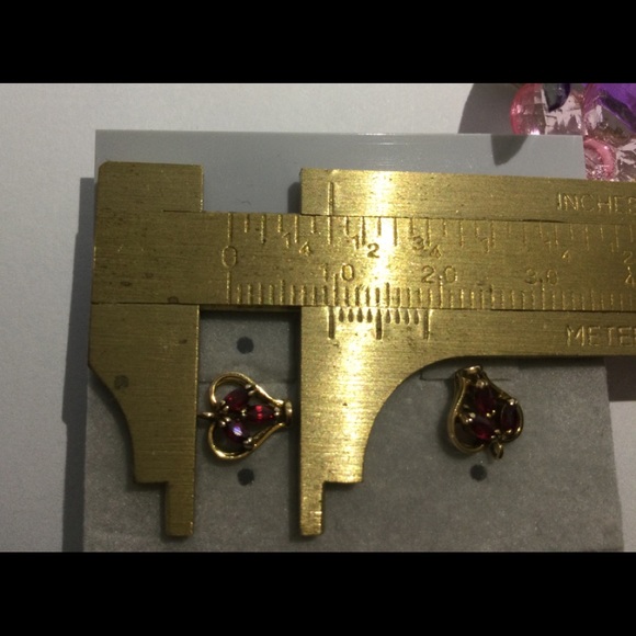 14K Gold Heart Gemstone Earrings - Picture 5 of 6
